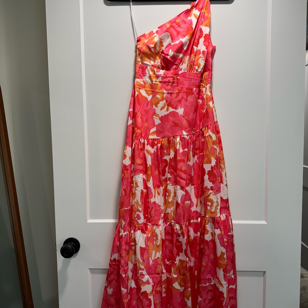 Pink and Orange Asymmetrical One Shoulder Sundress